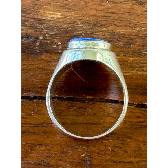 Vintage Lapis Lazuli Cabochon Ring Size 10 Sterling 925 Silver - Picture 3 of 5
